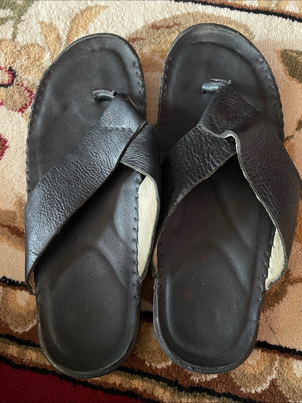 Black Leather Men’s Flip-Flop Sandals